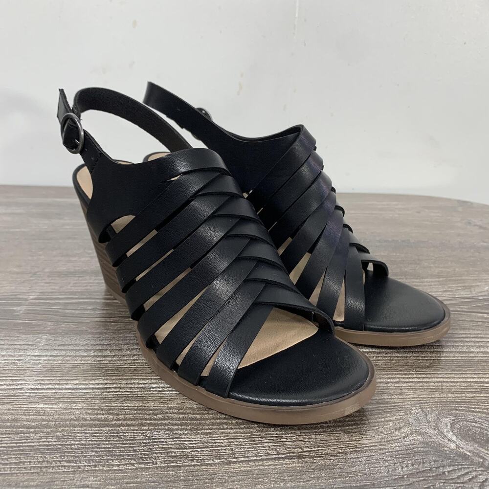 Frye And Co. Galia Sandal Womens Size 6 Black Strappy Block Heel Dress Shoes